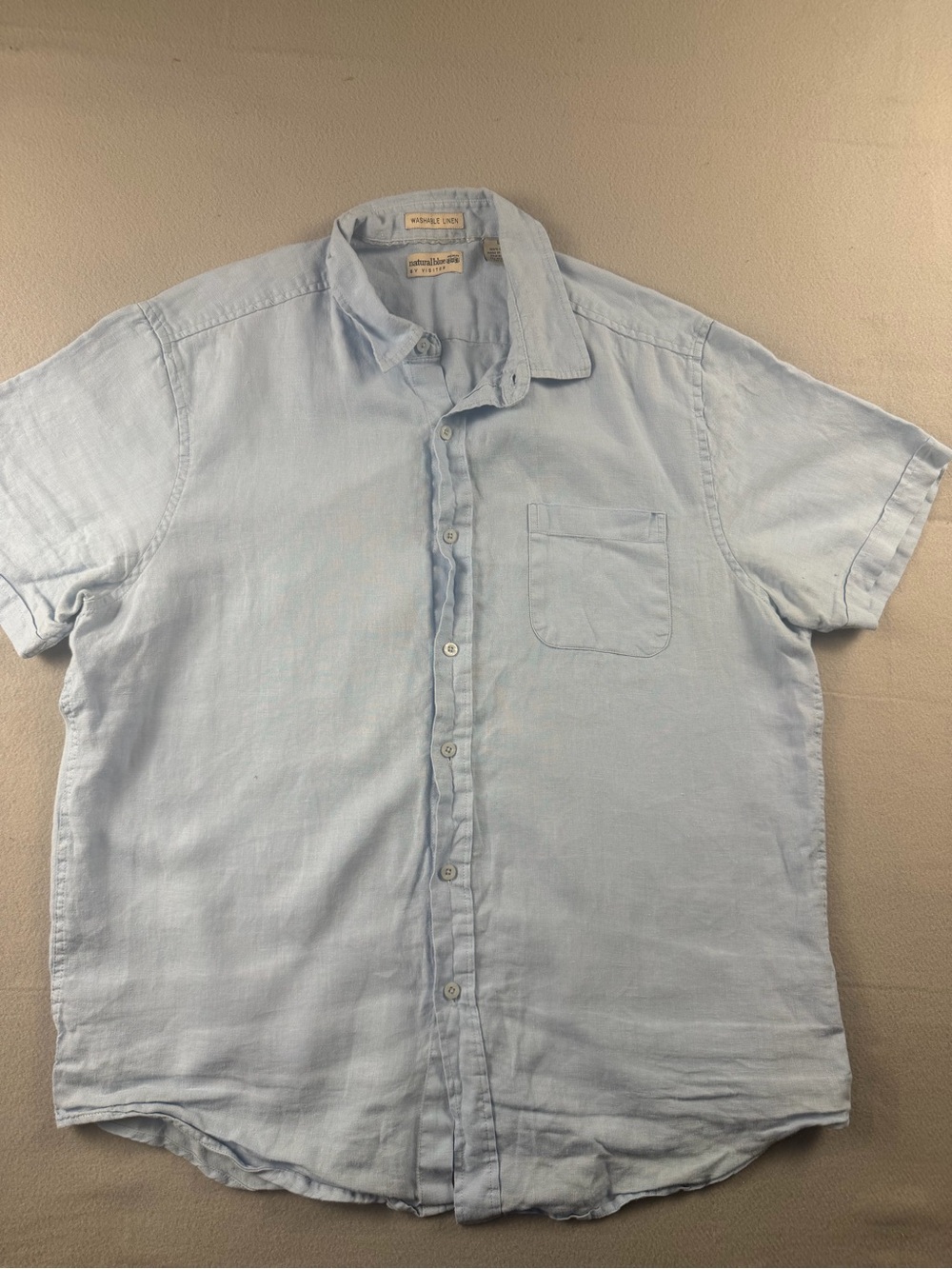 Natural blue by Visitor Men's Casual Light Blue Short-Sleeve Button-Down Shirt